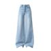 Light Blue Wide-leg Jeans For Women, Spring 2026 New Style, Casual High-waisted Slimming Loose Straight Floor-length_mkmklike.com