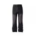 Vintage High-Street Flared Jeans – Black & Gray Lightning Wash, Distressed Cleanfit Denim For Men_mkmklike.com