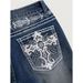Fashionable Women's Flared Denim Pants Embroidered Back Pocket Design, Embellished With Rhinestones, Suitable For All_mkmklike.com