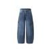 Retro High Street Curved Blade Jeans Men's Loose Wide Leg Pants Leopard Print Patchwork New Design American Style 2026_mkmklike.com