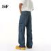 EF JEANS | 2025 Spring New Big Pocket Casual Overalls Pleated Three-dimensional High Street Straight Jeans_mkmklike.com