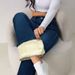 ELLE 2025 Autumn Winter New Cross-Border European And American Retro Clothing Fleece-Lined Women's Blue Stretch Flared Casual_mkmklike.com