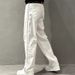 Men's Clothing Striped Stitching Straight Casual Pants Fashionable Loose White Jeans Men's Trend_mkmklike.com
