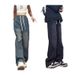 2025 American Jeans Men's And Women's Same Retro High Street Loose Straight Casual Large Size Floor Pants_mkmklike.com
