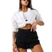 Women's Clothing Hot Rhinestone High Waist Denim Shorts Women Tassel Hot Pants_mkmklike.com