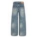 Men's Distressed High-Street Blue Jeans Raw Hem Paint Splatter Washed Denim Non-Stretch Cotton Blend S-XL_mkmklike.com