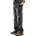 Men's Vintage Blue Straight Leg Jeans - Comfortable Relaxed Fit, Classic Denim Pants For Casual Wear_mkmklike.com