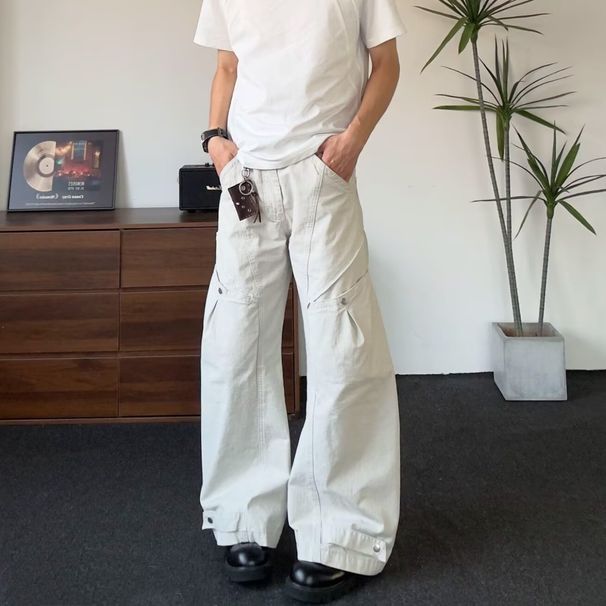 Men's Casual Loose Fit Cargo Pants 3D Cut Deconstructed Curved Blade Retro American Style for Men And Women_mkmklike.com
