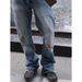 Men's High-Waisted Slim Fit Flared Jeans Designer Distressed Denim with Splatter & Burn Effects Retro Button Fly 70% Cotton No Stretch S-3XL_mkmklike.com