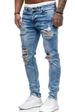 Men's Clothing Ripped Skinny Jeans Fried Bleached Stretch Denim Pants_mkmklike.com