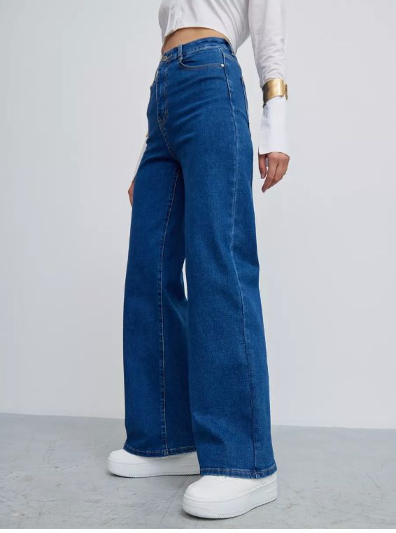 Classic Full-Length Women's Jeans – High-Waisted Comfort Fit, Dark Blue Denim (Sizes 25-32)_mkmklike.com