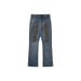 Men's Clothing M Dirty Pants Mud Dyed Old Washed Blue Jeans Casual Flared Trousers For Men And Women_mkmklike.com
