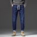 2024 New Trendy Brand Versatile Jeans Men's Fattened Plus Size Elastic Waist Harlan Pants Men's Straight Pants Men's_mkmklike.com