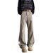 Vintage American Street Style Studded Cargo Pants For Men - Retro Workwear Denim Jeans With Wide Leg & Rivet Details (Brown Green)_mkmklike.com