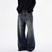 Vintage Washed Pattern Jeans For Men, Trendy New Versatile High Street American Casual Wide-Leg Comfortable Slim-Fit_mkmklike.com