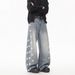 Men's Clothing Unisex Casual Straight Leg Jeans Style Trendy Wide Leg Trousers Bamboo Textured Washed Curved Denim_mkmklike.com