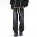 Men's Clothing Loose Fitting Straight Leg Trousers Men's Relaxed Fit Straight-Leg Jeans – Black Washed Denim With Drawstring Waist (S-3XL)_mkmklike.com