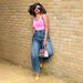 Women's Straight Leg Jeans European American Style Washed Denim Skirt Pants Elastic Waist Street Style_mkmklike.com