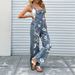 Women's Clothing Women's Printed Denim Jumpsuit Ripped Loose Casual Fashion_mkmklike.com