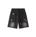 American Washed Embroidered Bear Denim Shorts Women's Tide Brand Summer Couple Loose Straight Casual Wide-leg Five-point Pants_mkmklike.com