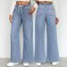 Women's Mid-Rise Casual Jeans Elastic Waist Drawstring Embroidered Bow Stretch Cotton Denim for Spring/Autumn & Summer_mkmklike.com