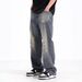 Nordmann European And American Retro High Distressed Jeans For Men, Ins Trendy Loose Straight Wide-Leg Floor-Length Street Style_mkmklike.com