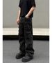High Street Straight Tube Micro Flared Splicing Jeans With Niche Design, Three-Dimensional Cutting Trend Pants, Men_mkmklike.com
