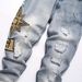 Streetwear Men's Distressed Jeans – Heavy Washed & Embroidered Slim Fit (28-42) | Stretch Cotton For Urban Edge_mkmklike.com