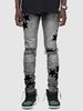 K New Star Patterned Fashionable High Street Denim Pants For Men, Slim Fit, Elastic And Handsome Pants_mkmklike.com
