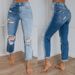 Women's Clothing Jeans Women's Washed Gradient Straight Pants_mkmklike.com