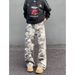 Men's Camouflage Cargo Jeans High Street Straight Leg Logging Pants Trendy Loose Wide Leg Pants For Spring And Autumn_mkmklike.com