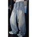 Vintage Washed Men's Jeans With Belt Loops - Relaxed Straight Leg Denim Pants For Casual Streetwear_mkmklike.com