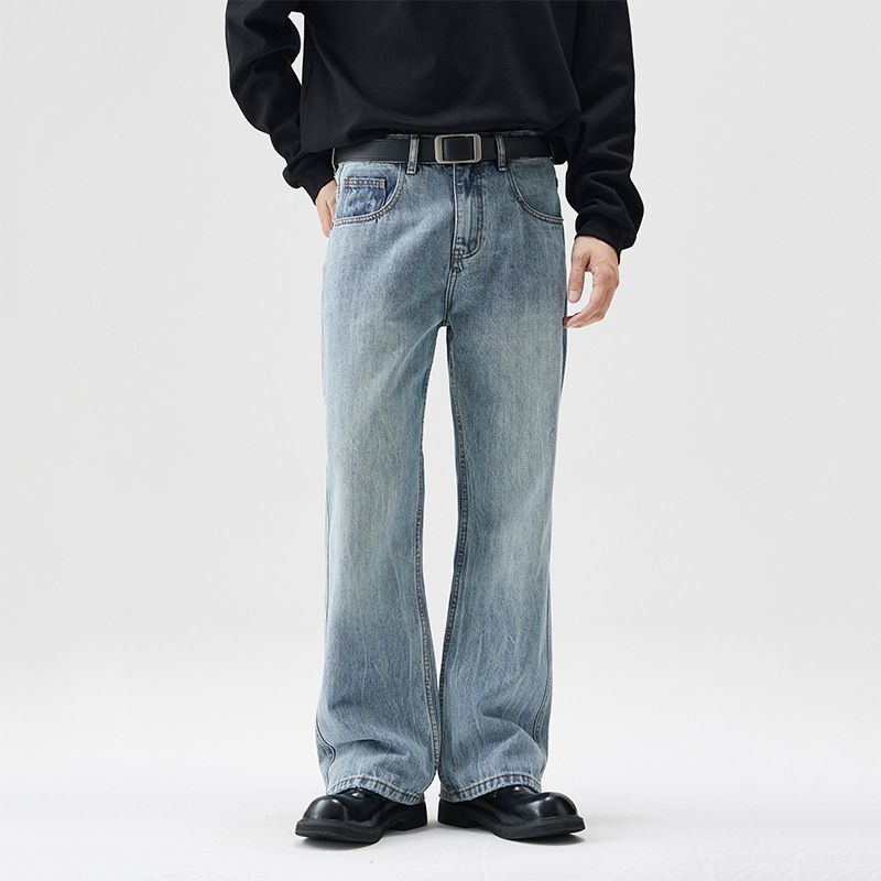 Men's Clothing Men's Flared Loose Jeans Men Autumn New High Street Wide Leg Slim Washed Pants Men's Autumn_mkmklike.com