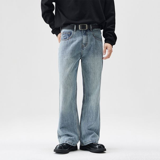 Men's Clothing Men's Flared Loose Jeans Men Autumn New High Street Wide Leg Slim Washed Pants Men's Autumn_mkmklike.com