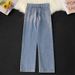 Men's Casual Jeans Loose Fit Straight Leg Mid Waist High Street Style Retro Fashion Blue Black Gray Light Blue Cotton_mkmklike.com