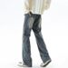 Men's Clothing High Street Zipper Jeans Men And Women Retro Loose Straight Wide Leg Mopping Pants_mkmklike.com
