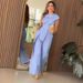 Women's Clothing round neck solid color irregular sleeveless high waist casual jumpsuit trousers_mkmklike.com