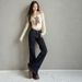 Women's Dark Blue Colorfast Low Rise Flared Jeans Autumn/Winter Style Regular Fit English Fashion Solid Polyester Denim_mkmklike.com
