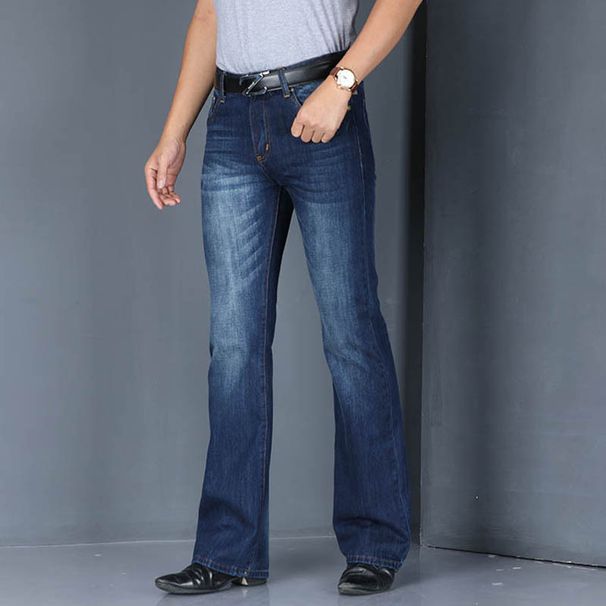 Men's Flared Jeans – Retro Wide-Leg Denim Pants (27-40, Dark Blue/Black/Greyish/Nostalgic Blue)_mkmklike.com