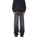 Men's Clothing Fashion Mid Waist Design Lightning Crack Washed Jeans For Men Spring And Autumn Retro Loose Straight Pants_mkmklike.com