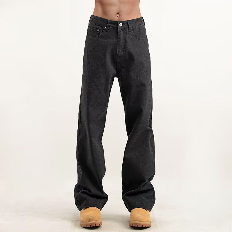 Men's Classic Black Straight Leg Jeans – Stretch Washed Denim Pants For Everyday Wear (S-3XL)_mkmklike.com