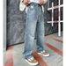 Men's Light Blue Relaxed Fit Straight Leg Jeans – Stretch Waist, Wide Leg Casual Trousers (Cotton, High Waist, Washed & Distressed Finish)_mkmklike.com
