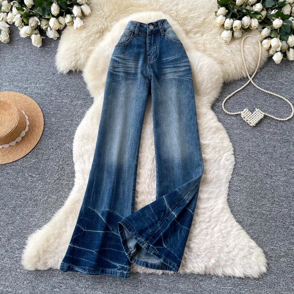 High-Waisted Wide-Leg Jeans For Women Retro Slimming Slightly Flared Loose Fit Summer Niche Design American Style_mkmklike.com