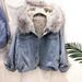 Stylish Winter Hooded Fleece-Lined Denim Jacket For Women - Cozy Short Padded Coat With Sherpa Lining (Pink, Gray, White)_mkmklike.com