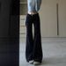Black Flared Jeans For Women, 2025 Spring/autumn Collection, Low-waisted, Slimming, Stretchy, Non-clingy, Wide-leg_mkmklike.com