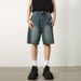 Men's Clothing Men's Loose Straight Denim Shorts Summer Retro Distressed Blue Versatile Hot Pants Trendy Brand_mkmklike.com