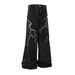 Men's Vintage Lightning Bolt Jeans – Oversized Streetwear With Embroidery & Anti-Fit Silhouette (S-3XL, Black, Distressed Denim)_mkmklike.com