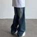Vintage Distressed Carpenter Jeans For Men & Women - Relaxed Straight Leg Denim Pants With Raw Hem & Contrast Stitching_mkmklike.com