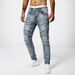Men's Clothing Slim Fit Stretch Motorcycle Jeans Ripped Patchwork Trousers Street Style Fashion_mkmklike.com