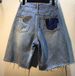 2026 Summer Clothes New Heavy Industry Diamond Beads High Waist Thin Hole Straight Five-point Pants Medium Pants_mkmklike.com